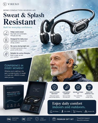 🎧 Open-Ear Bone Conduction Hearing Headphones ✨ Clearer Conversations, Comfortable Wear & Smart Daily Listening Support