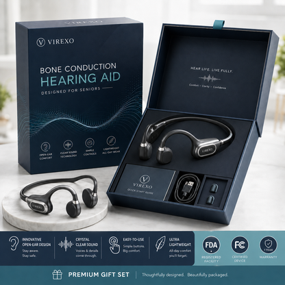 🎧 Open-Ear Bone Conduction Hearing Headphones ✨ Clearer Conversations, Comfortable Wear & Smart Daily Listening Support