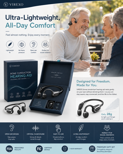 🎧 Open-Ear Bone Conduction Hearing Headphones ✨ Clearer Conversations, Comfortable Wear & Smart Daily Listening Support