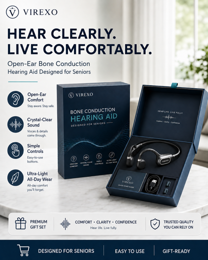 🎧 Open-Ear Bone Conduction Hearing Headphones ✨ Clearer Conversations, Comfortable Wear & Smart Daily Listening Support