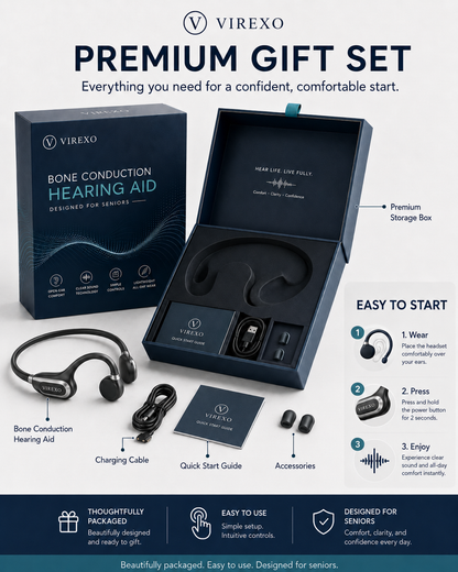 🎧 Open-Ear Bone Conduction Hearing Headphones ✨ Clearer Conversations, Comfortable Wear & Smart Daily Listening Support